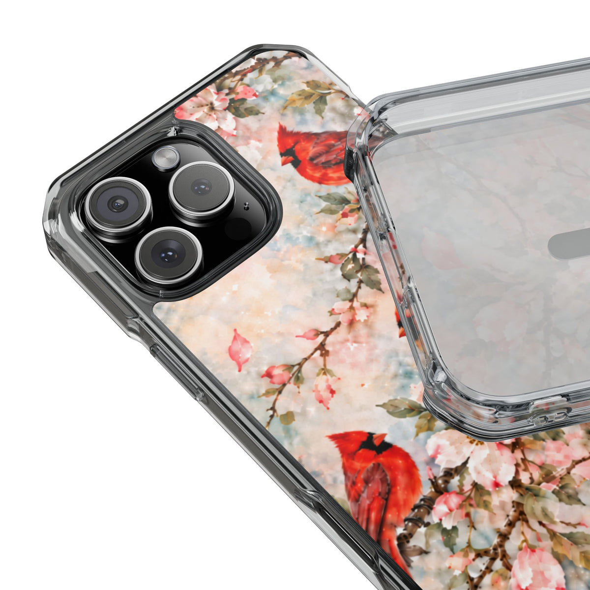 Clear Magnetic Phone Case — Cardinal Flock Scene