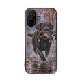 Clear Magnetic Phone Case — Black Lab with Duck swamp