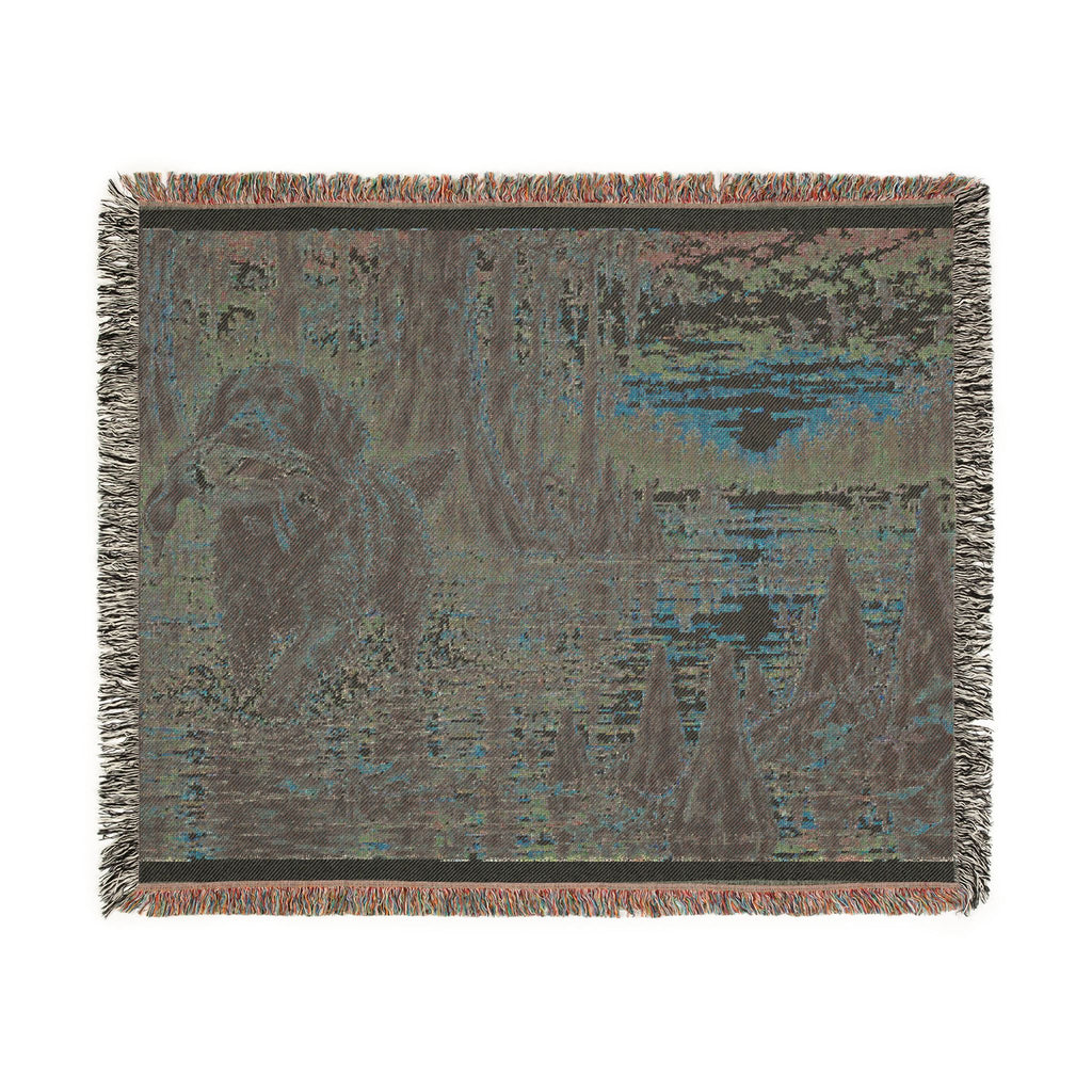 Mohican River Scenic Woven Blanket — Rustic Lake Boykin spaniel Landscape Throw