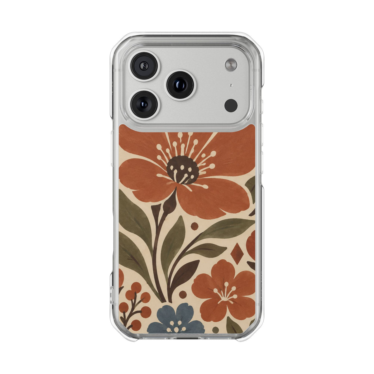 Clear Magnetic Phone Case Floral Pattern Protective Cover