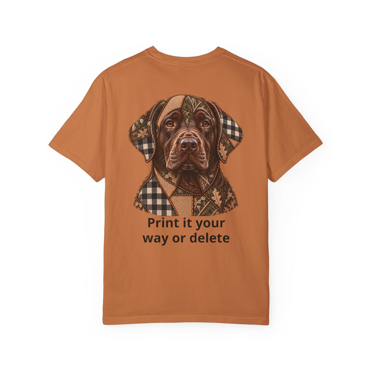 Faux Patchwork Chocolate Lab Shirt, Labrador Hunting T-Shirt, Arkansas Hunter Gift