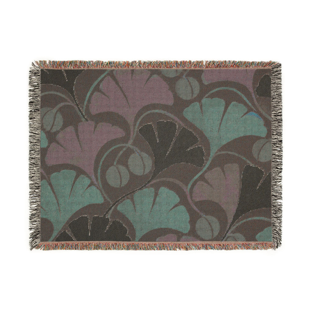 Ginkgo Leaf Woven Blanket — Vintage Botanical Throw
