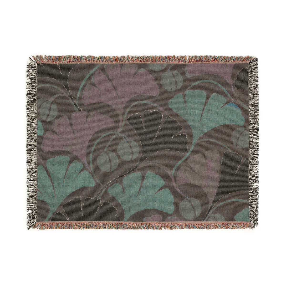 Ginkgo Leaf Woven Blanket — Vintage Botanical Throw
