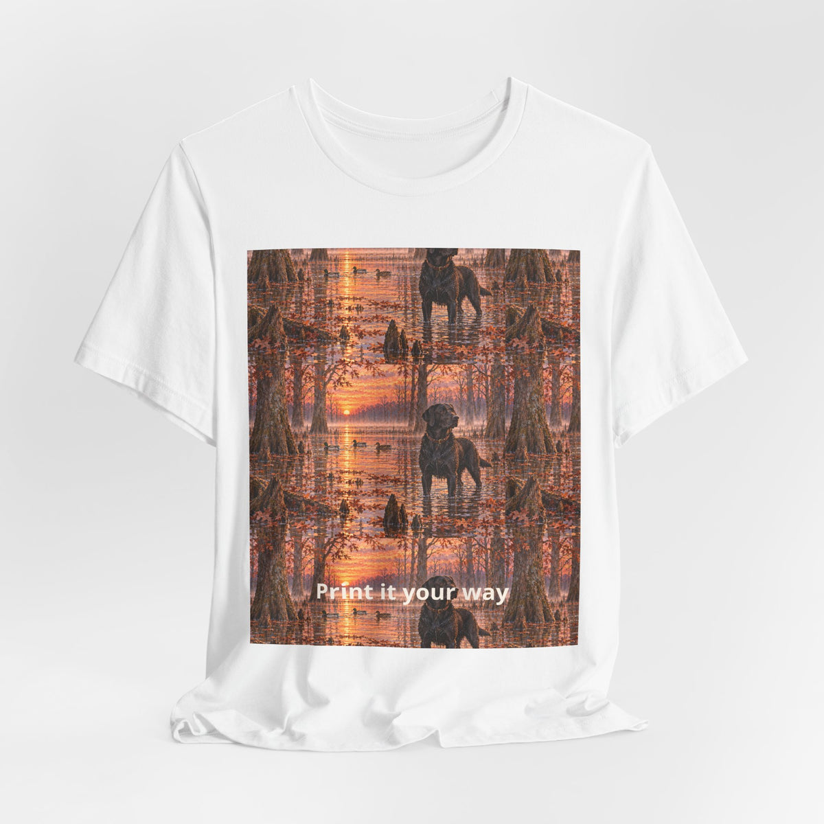 Graphic Tee — Mirrored Urban Sunset Print (“Print It Your Way”)