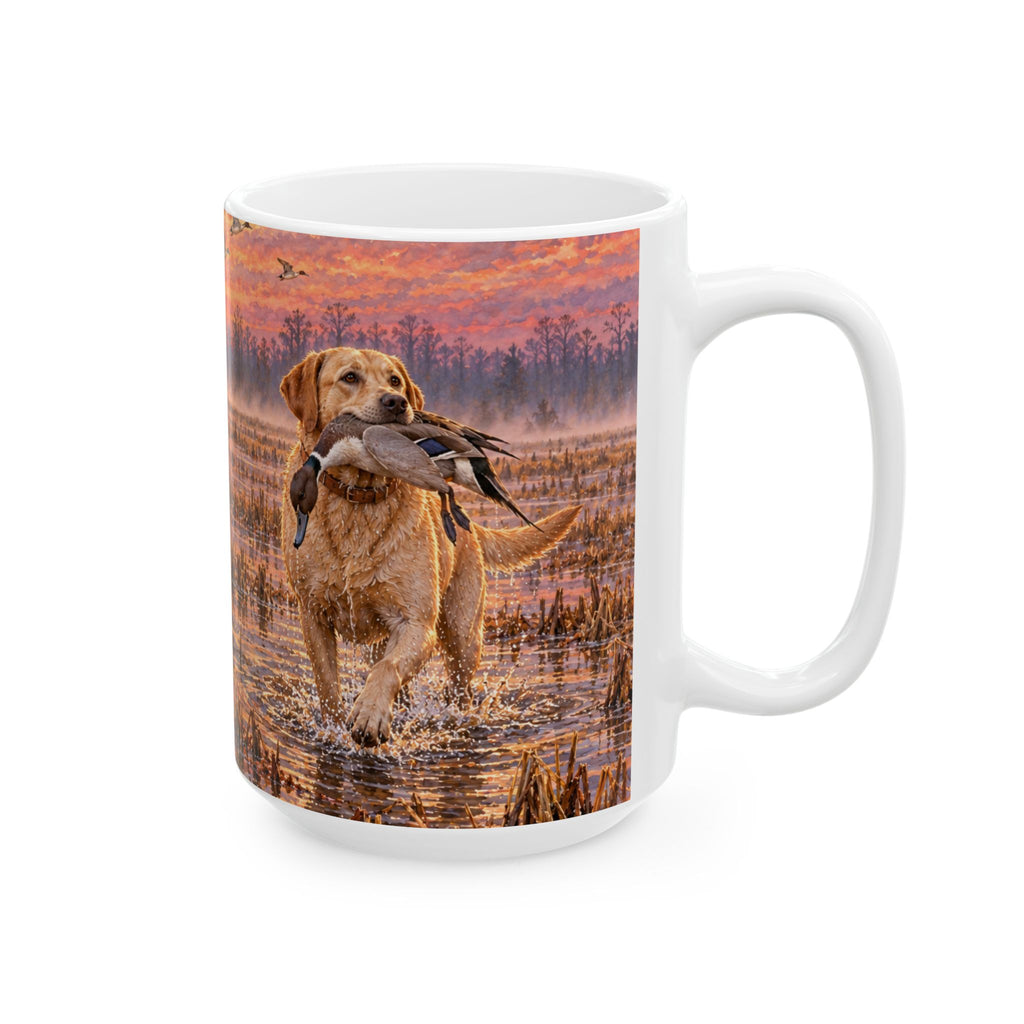 Duck Hunting Mug — Sunrise Marsh Scene Ceramic Coffee Cup (11oz, 15oz)