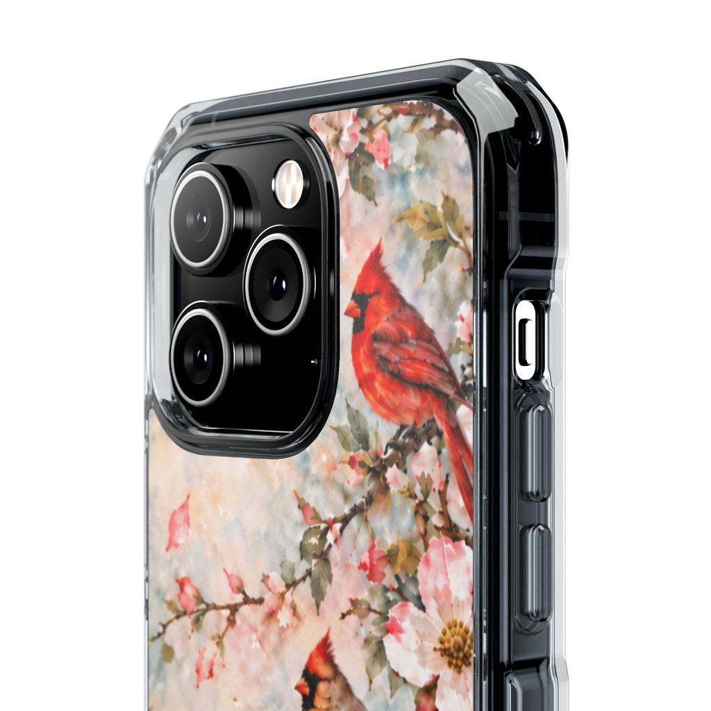 Clear Magnetic Phone Case — Cardinal Flock Scene
