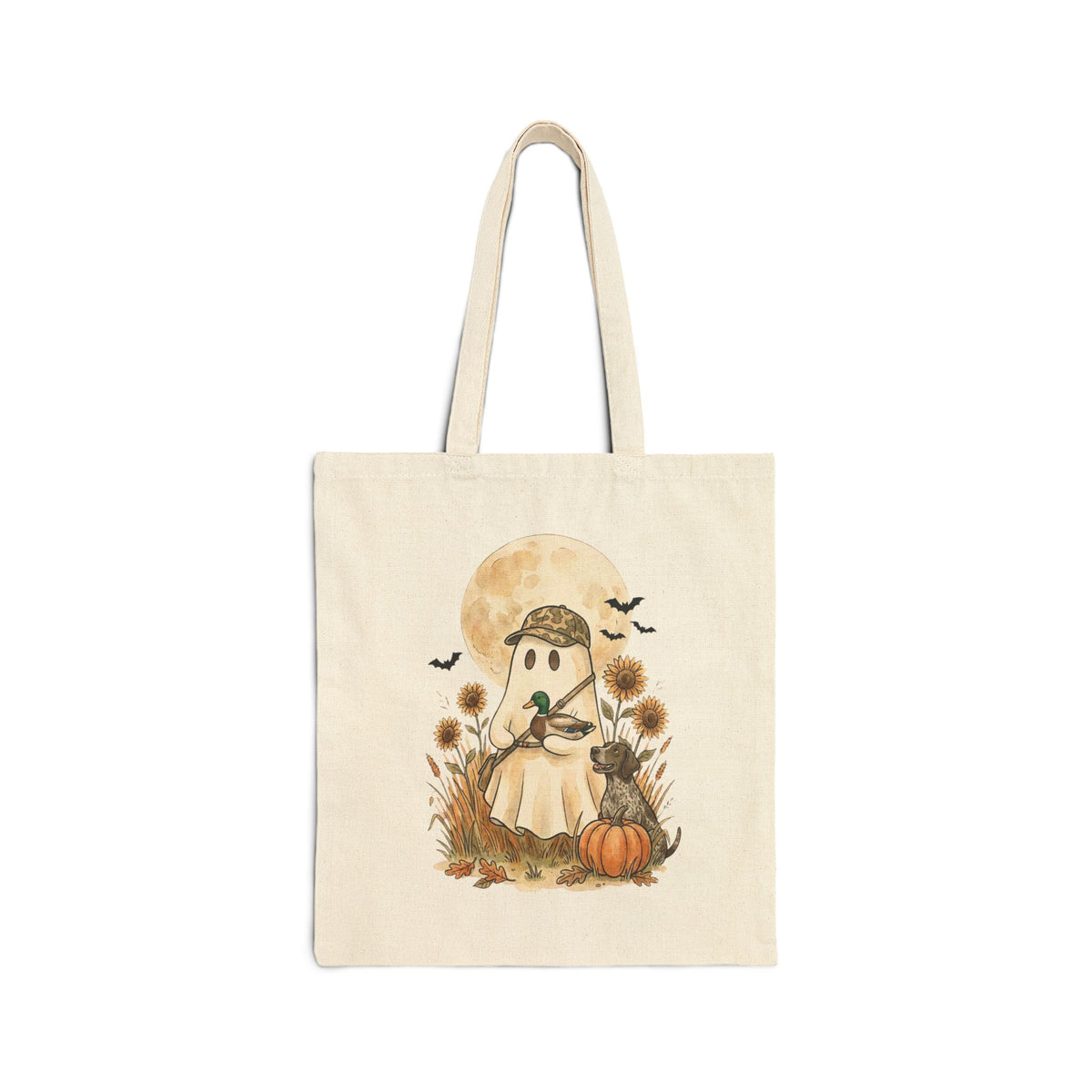 Spooky Hunt Ghost Pumpkin Tote | Halloween Cottagecore Canvas Tote