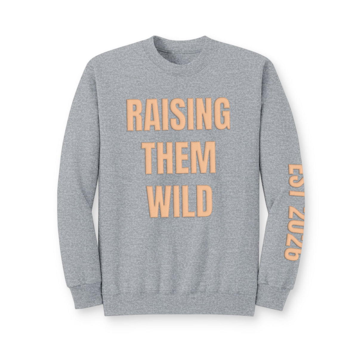 Personalized Hunting Mama Sweatshirt, Raising Them Wild, Hunter Orange Puff Sweatshirt, Custom Hunting Mom Gift