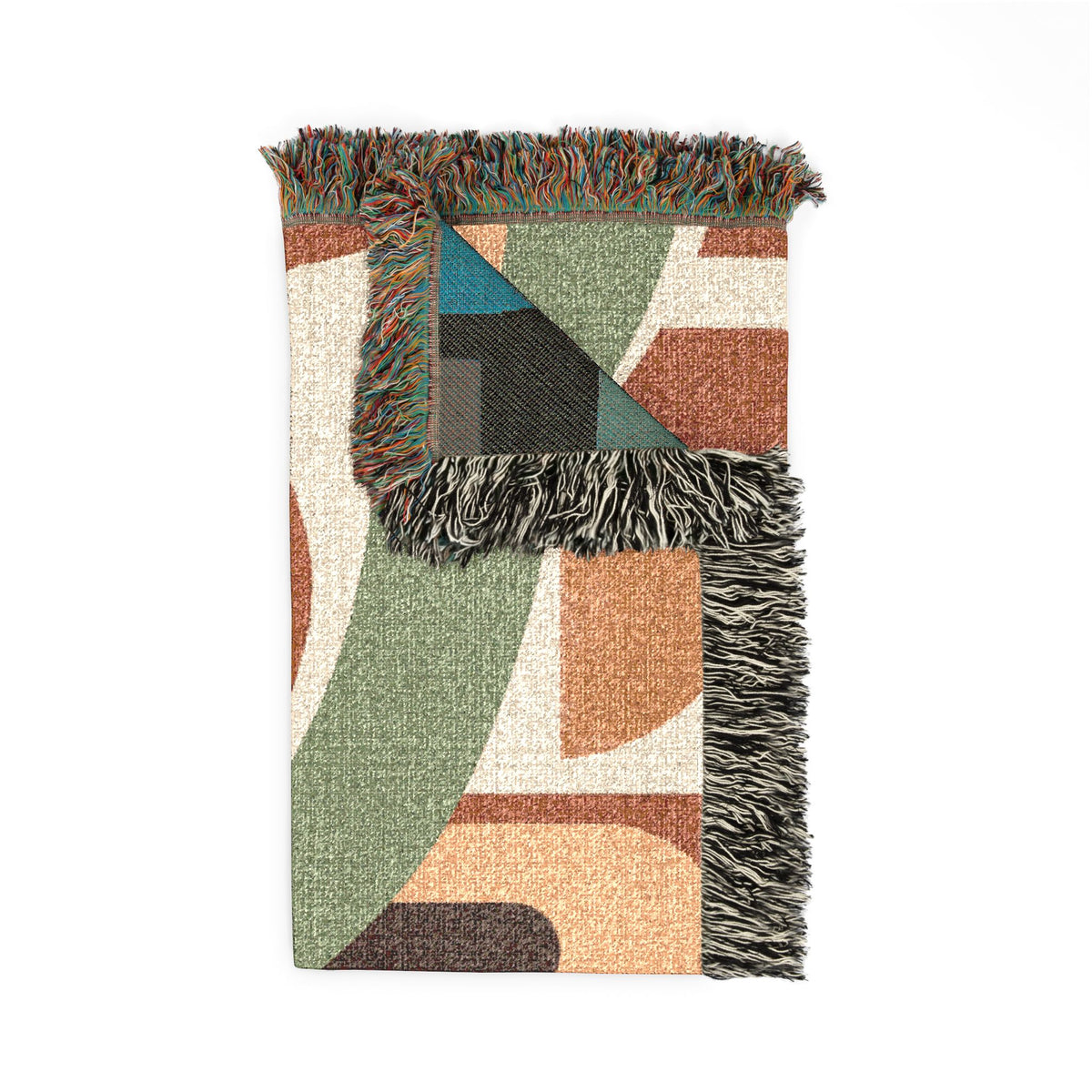 Retro Arch Woven Blanket – Mid-Century Geometric Throw for Living Room, Boho Decor