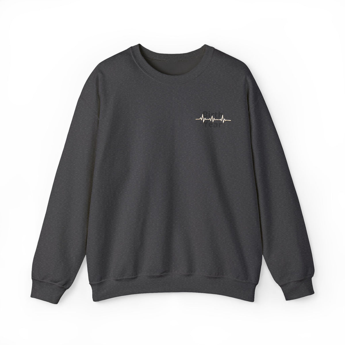 Birth Year Crewneck Sweatshirt — Personalized Vintage Heartbeat Design