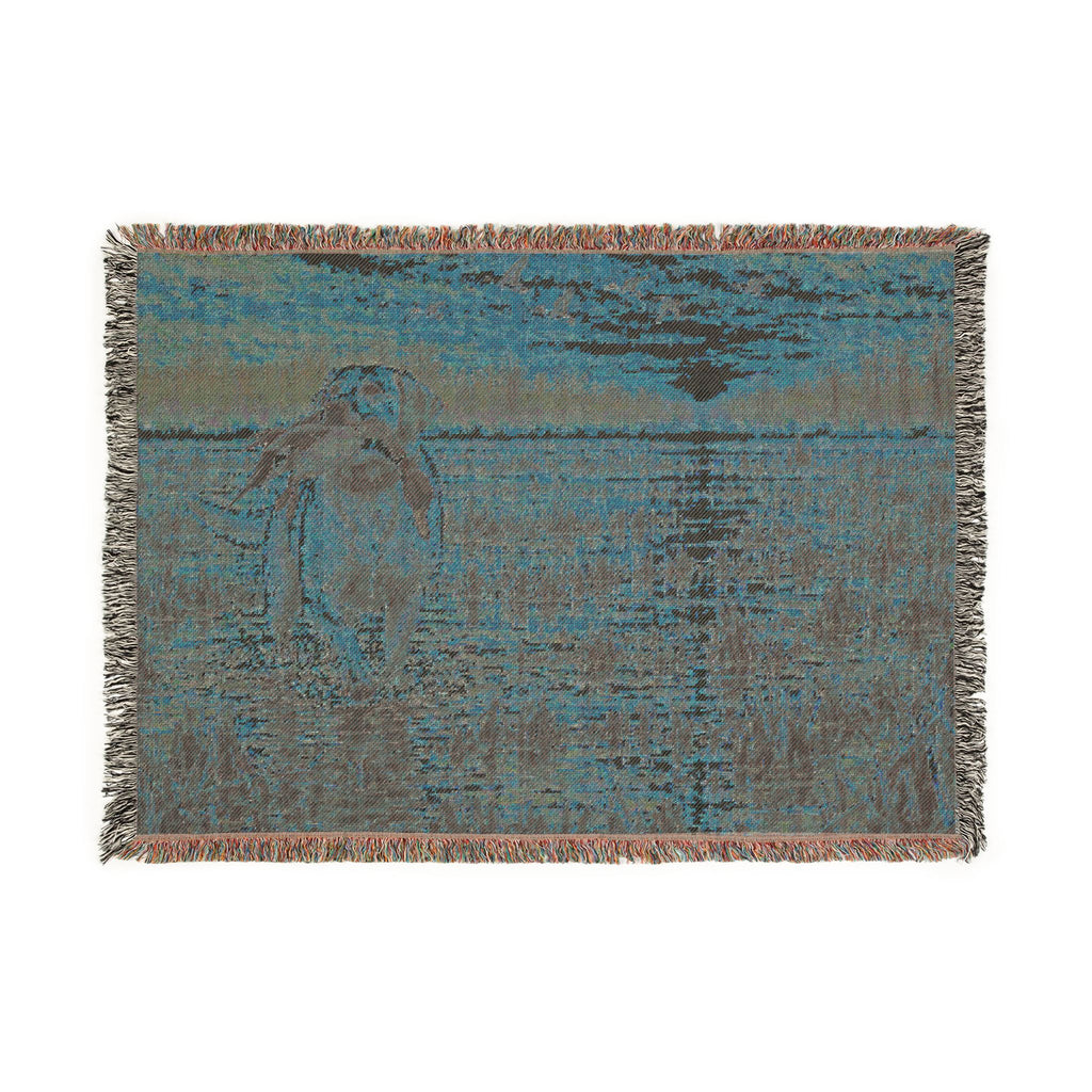 Duck Marsh Woven Blanket — Scenic Woodland Duck Hunting Throw with Lab
