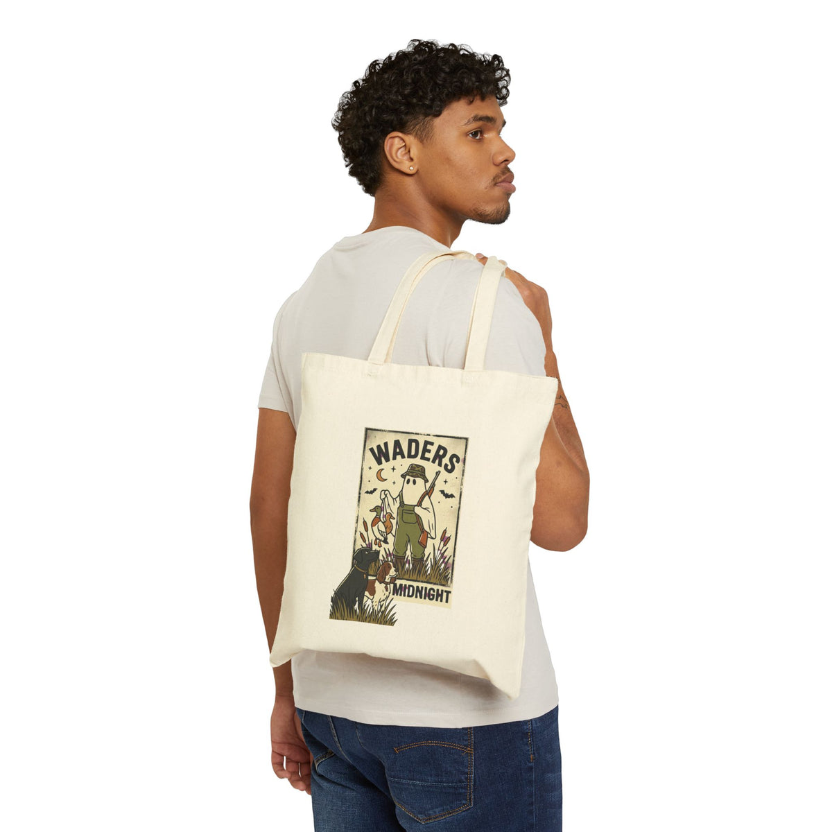 Waders Midnight Tote, Spooky Hunting canvas tote