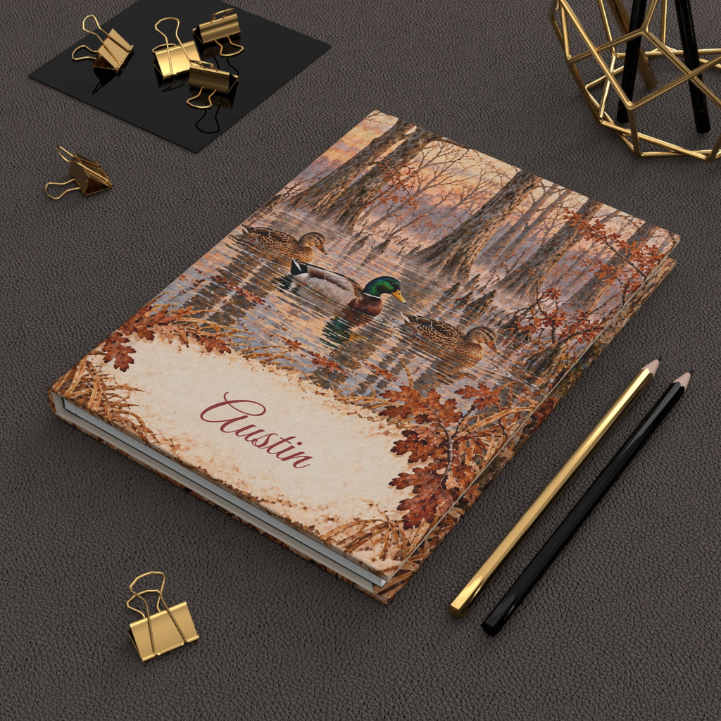 Autumn Duck Pond Hardcover Journal — Personalized Lined Notebook