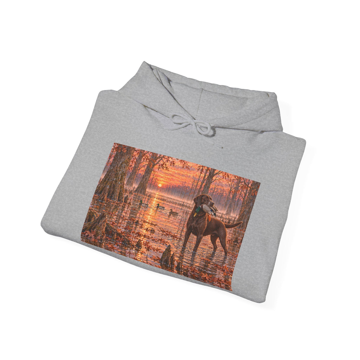 Autumn Hunting Dog Forest Hoodie — Scenic Fall Wildlife Sweatshirt