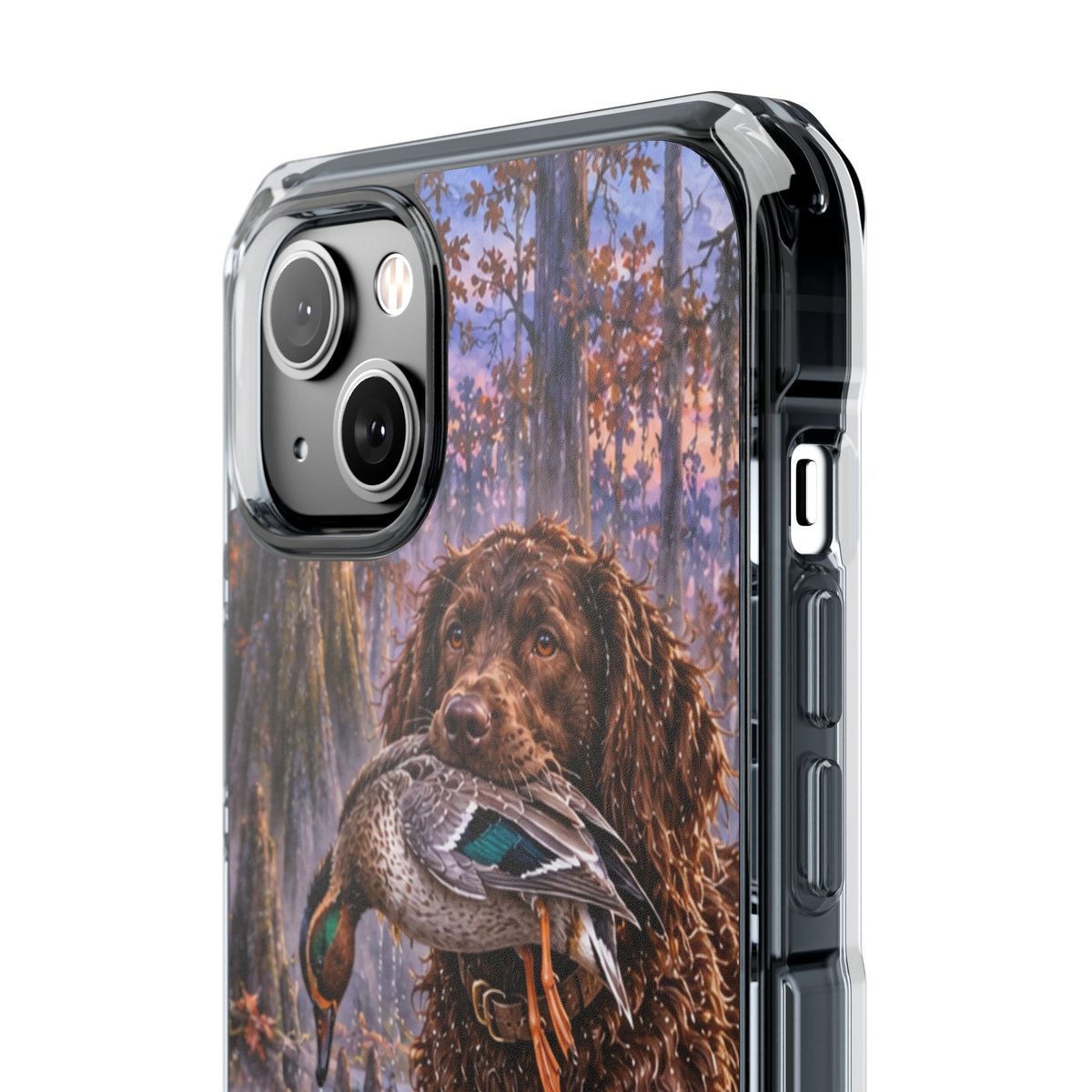 Clear Magnetic Phone Case — Boykin spaniel with Duck swamp