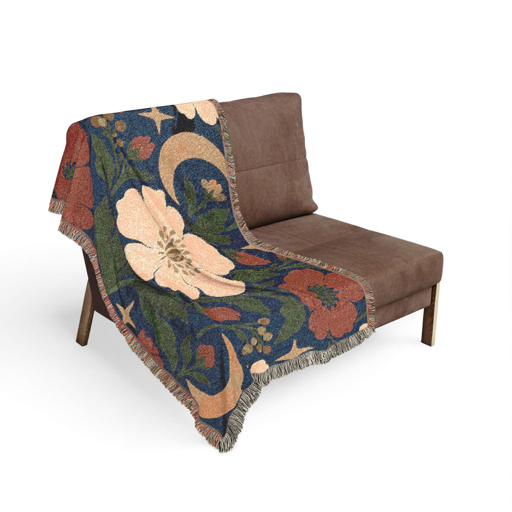 Boho Geometric Woven Blanket — Retro Floral Tile Soft Throw