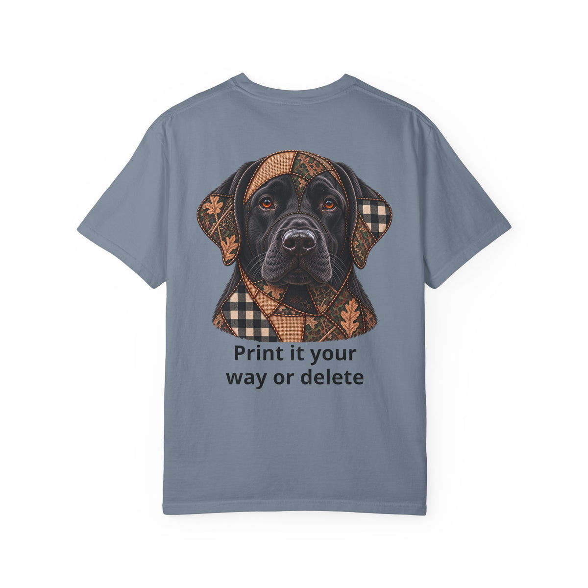 Faux Patchwork Black Lab Short-Sleeve T-Shirt, Labrador Hunting Shirt, Arkansas Hunter Gift