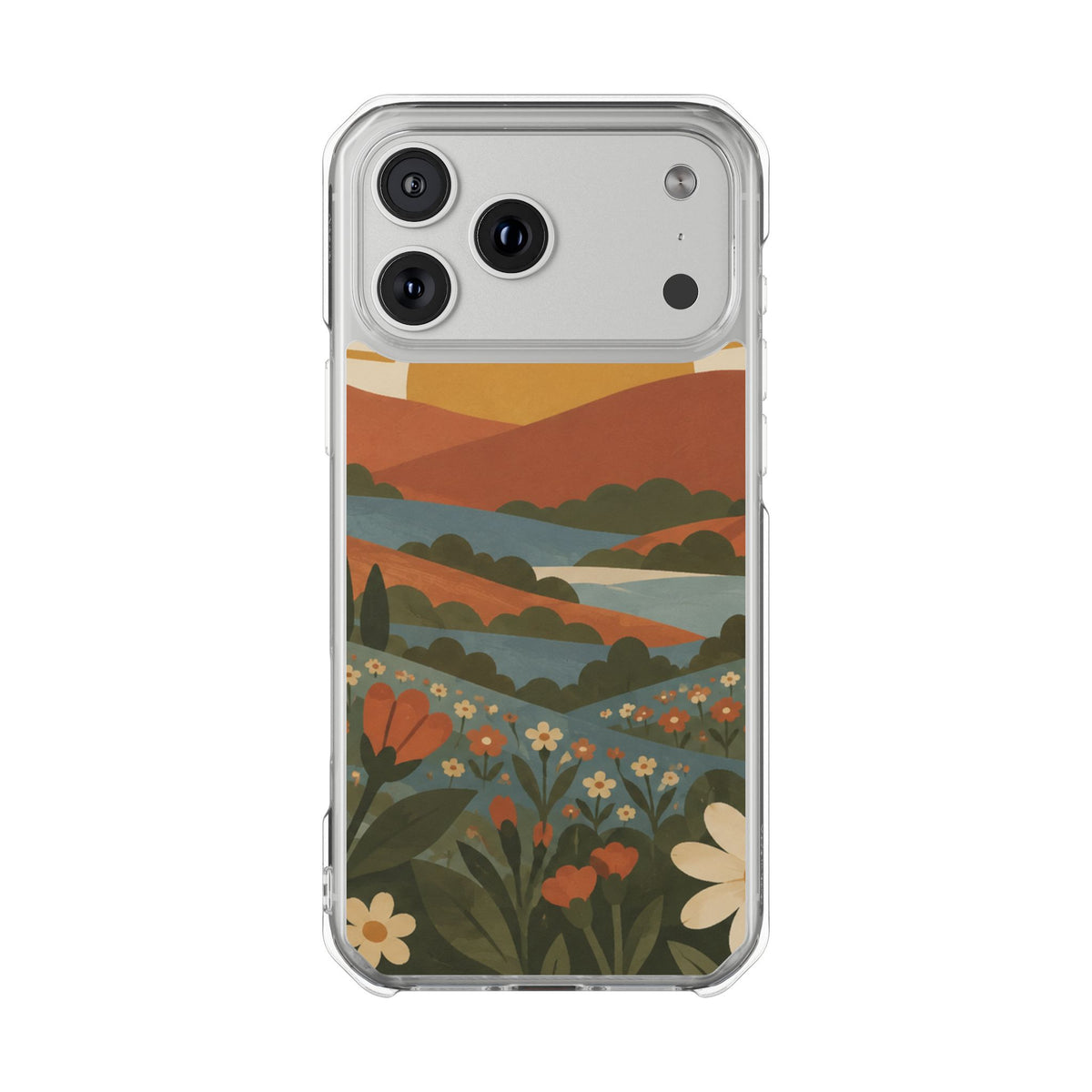 Clear Magnetic Phone Case Floral Sunset Design