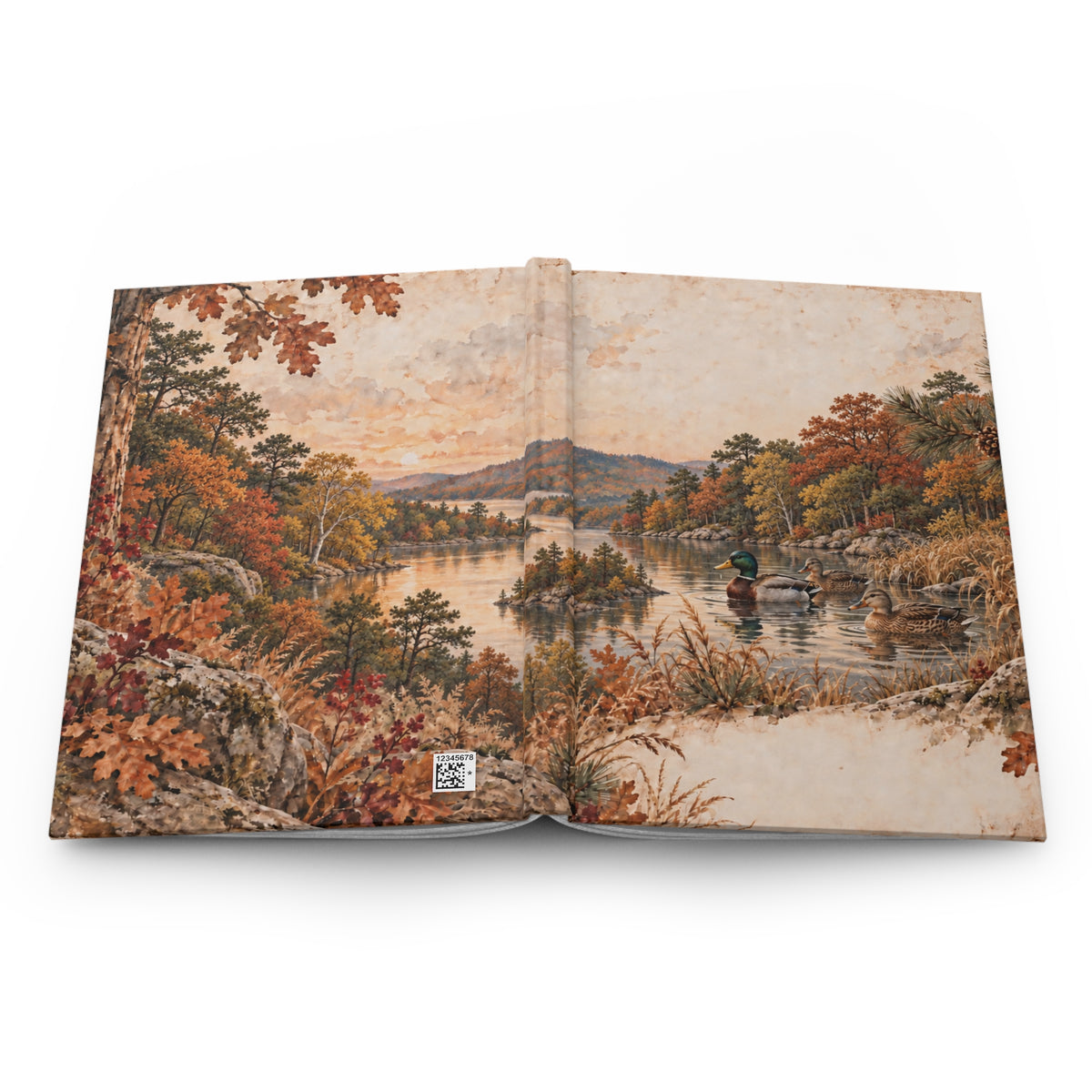 Autumn Lakeside Journal — Vintage Duck Scene Hardcover Lined Notebook