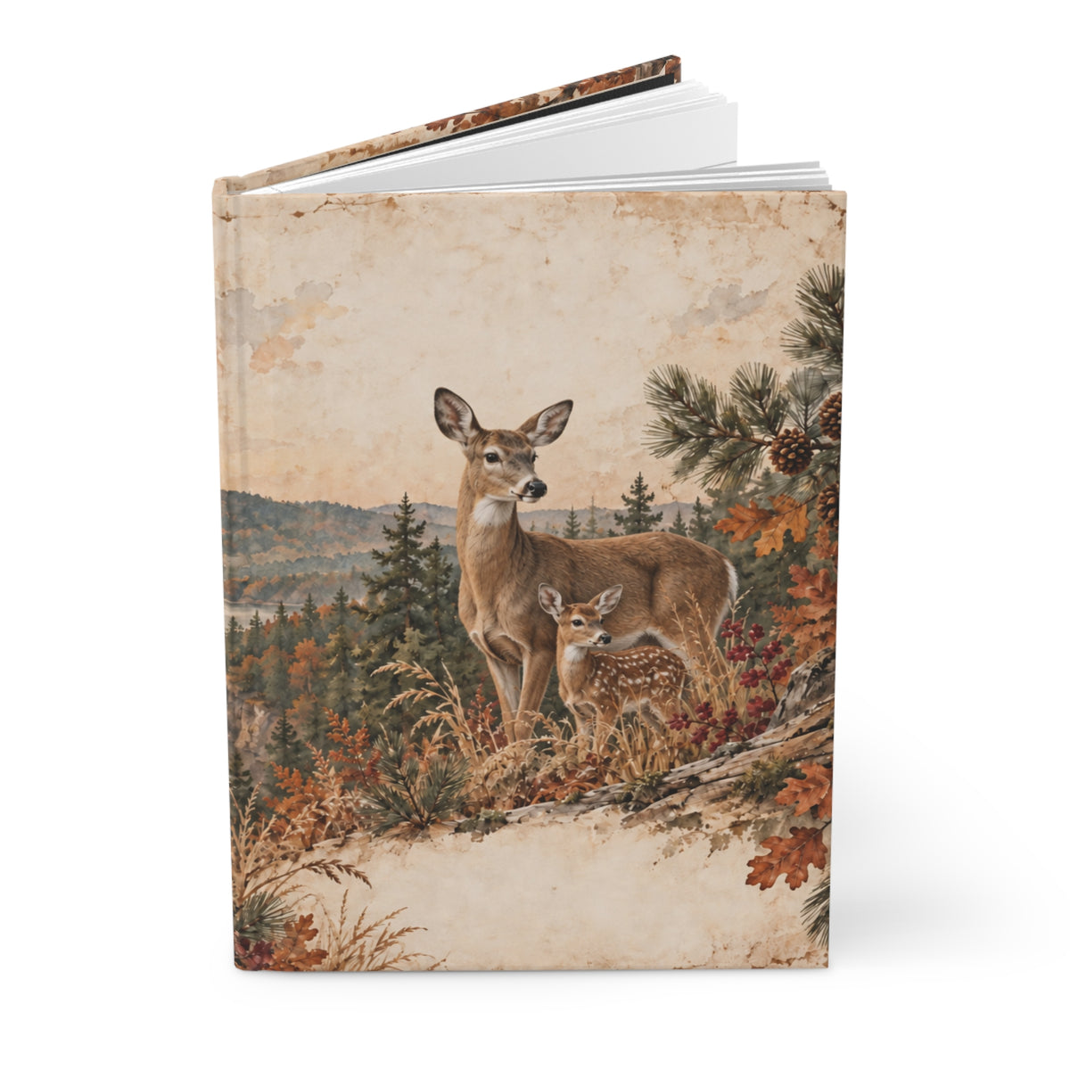 Deer & Fawn Hardcover Journal — Rustic Forest Lined Notebook