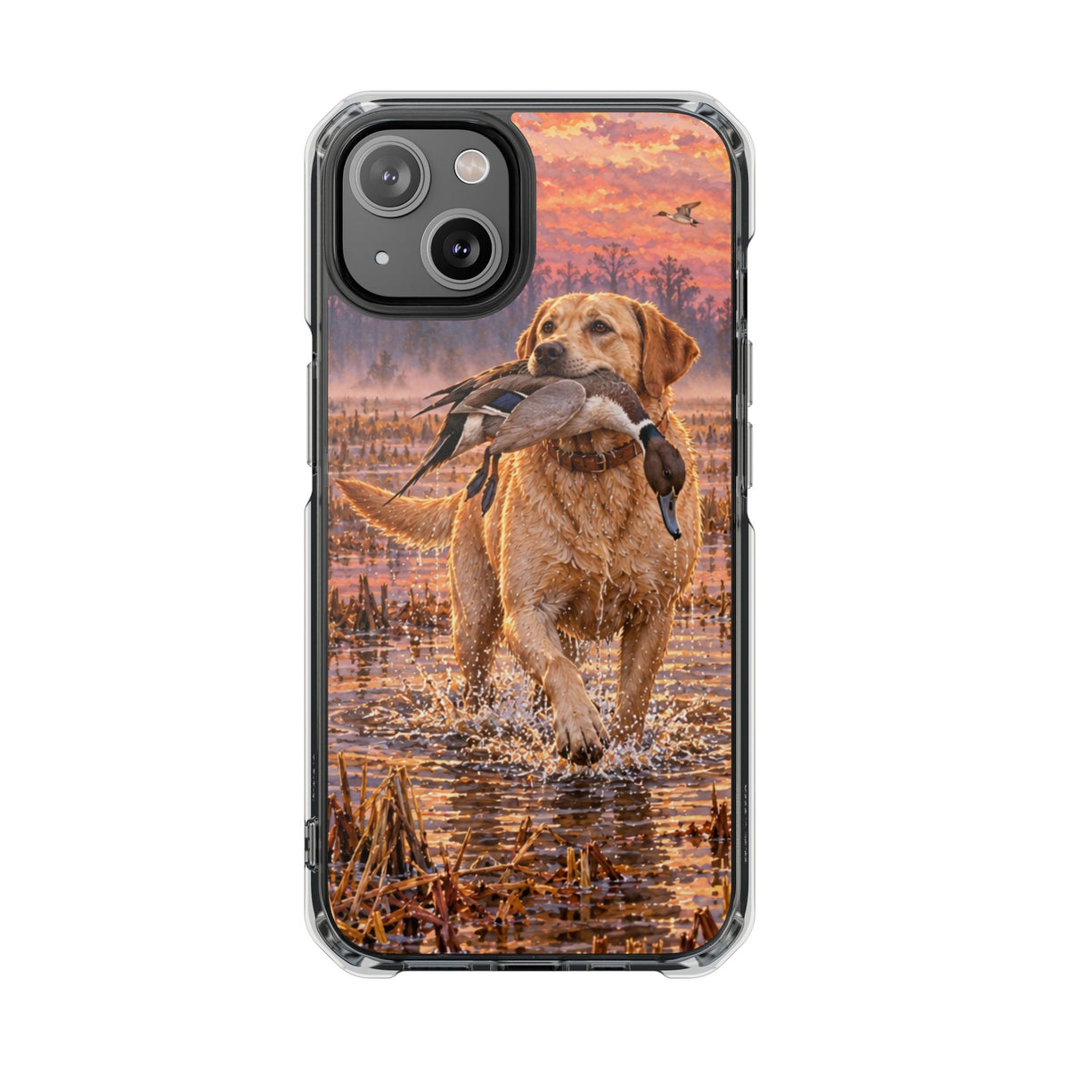 Clear Magnetic Phone Case — Lab in swamp with duck