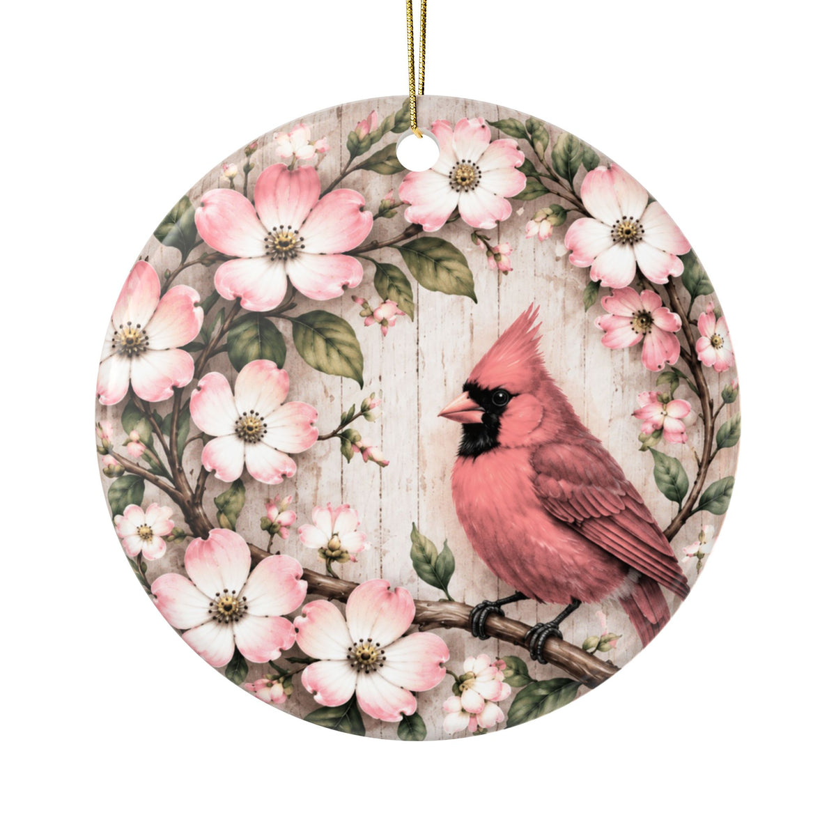 Personalized Cardinal Dogwood Ornament, Pink Floral Christmas Ornament, Isaiah 40:8 Christian Gift, Custom Name Memorial Keepsake