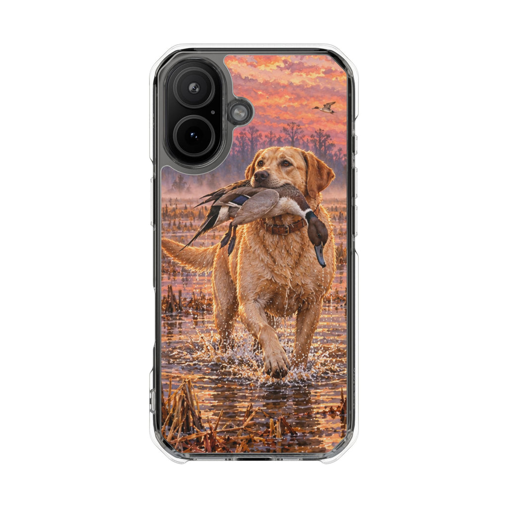 Clear Magnetic Phone Case — Lab with Duck swamp