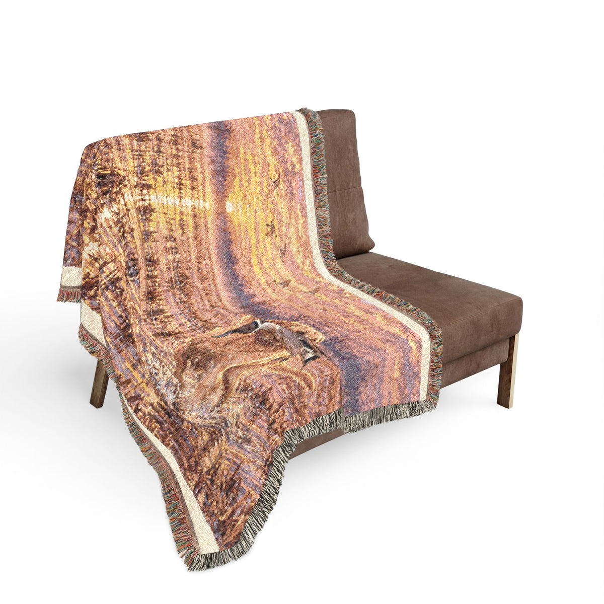Duck Marsh Woven Blanket — Scenic Woodland Duck Hunting Throw with Lab