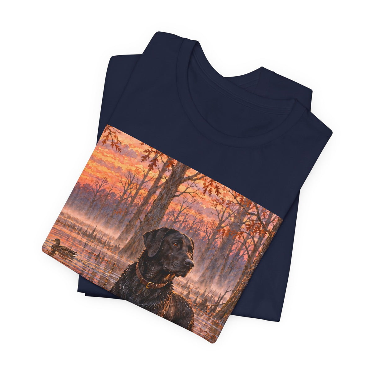 Sunset Bay Labrador Tee — Black Lab Dog Sunset Shirt