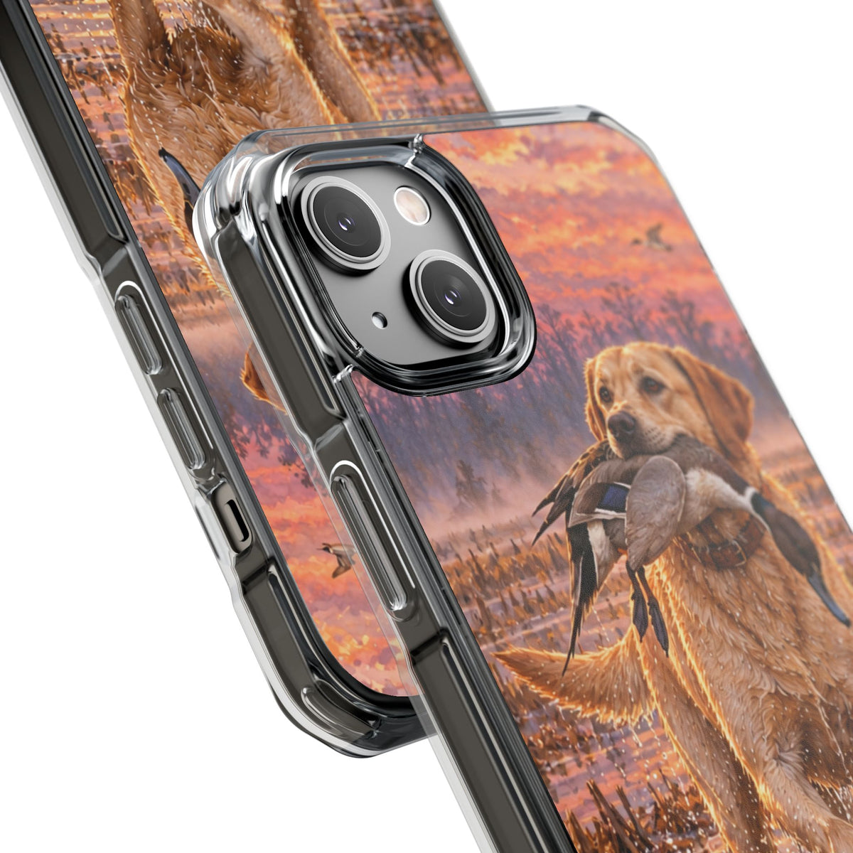 Clear Magnetic Phone Case — Lab in swamp with duck