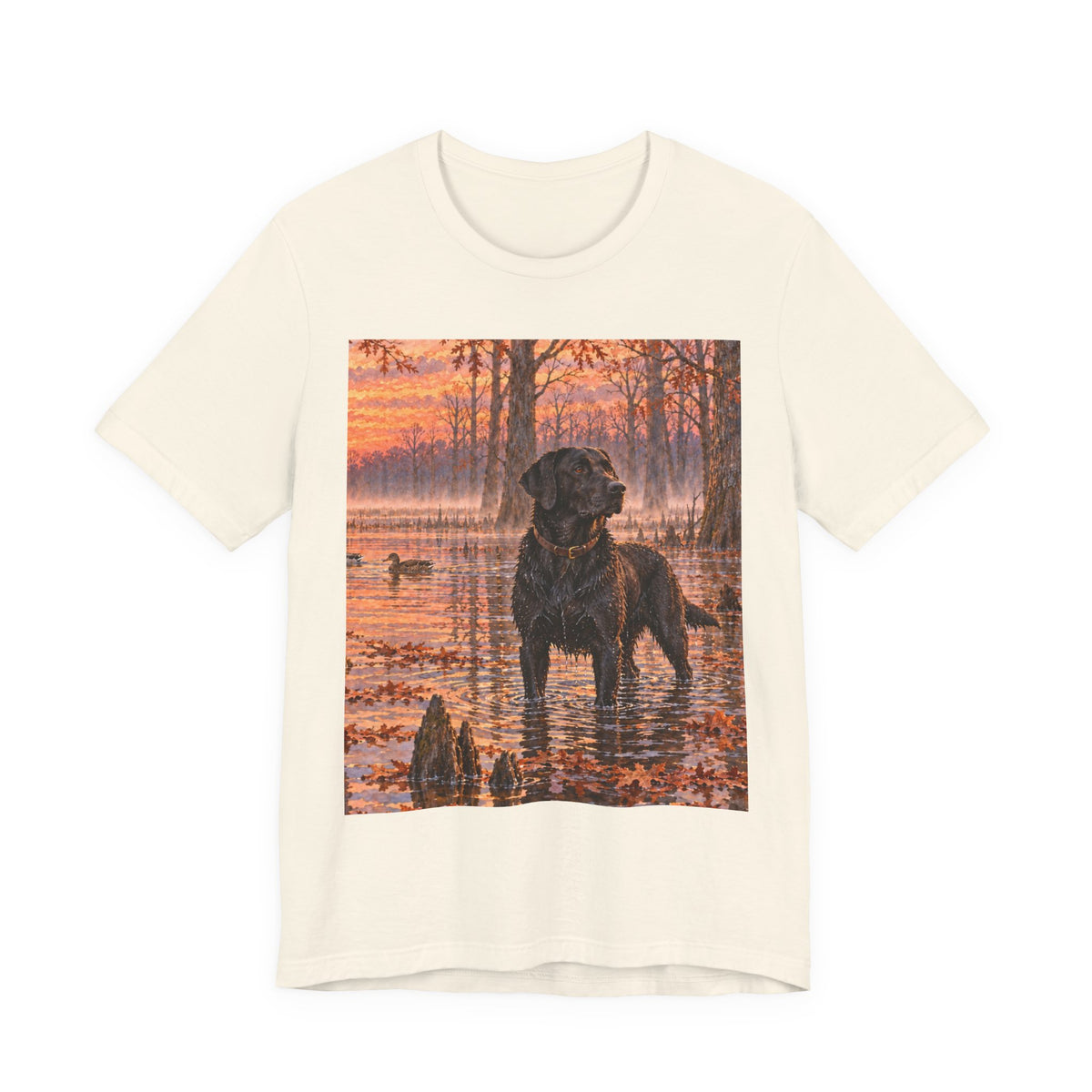 Sunset Bay Labrador Tee — Black Lab Dog Sunset Shirt