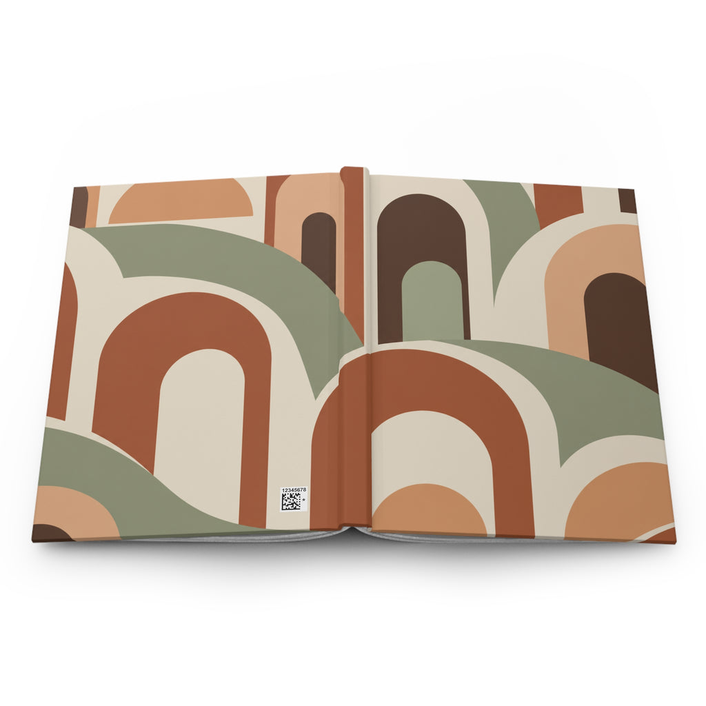 Retro Arch Pattern Hardcover Journal — Lined Matte Notebook for Notes & Daily Planning