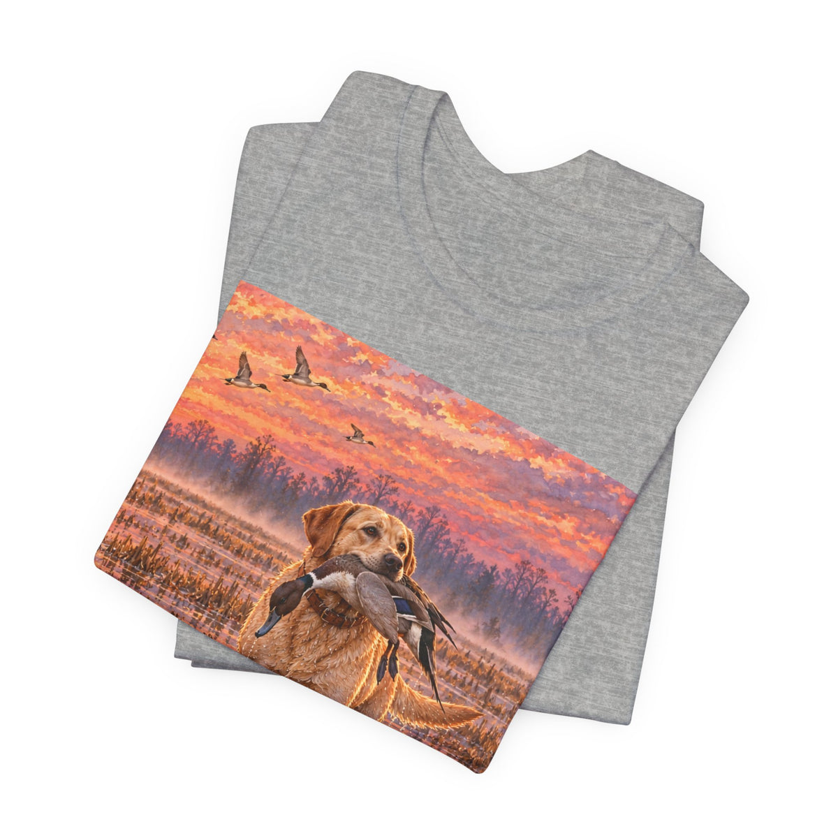 Sunset Retriever T-Shirt — Golden Retriever Sunset Scene Tee