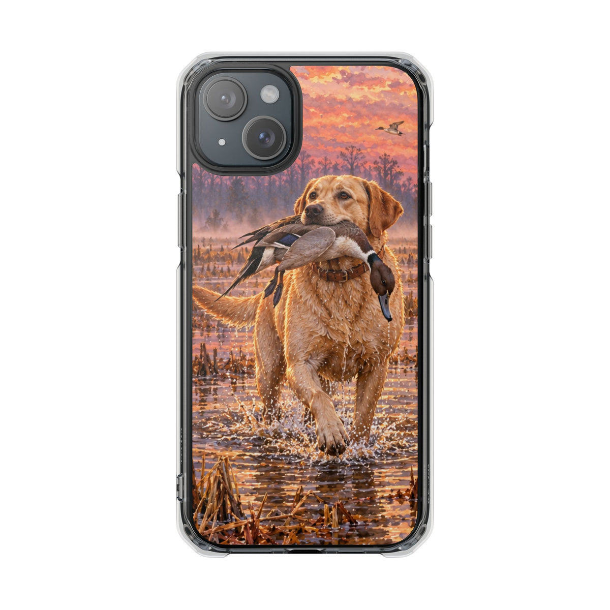 Clear Magnetic Phone Case — Lab with Duck swamp