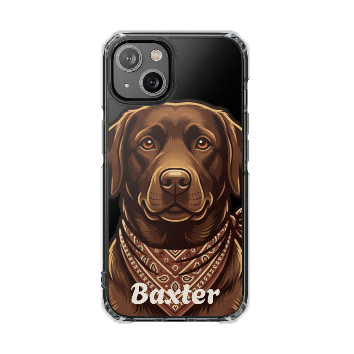 Clear Magnetic Phone Case — Chocolate Lab Dog Personalized