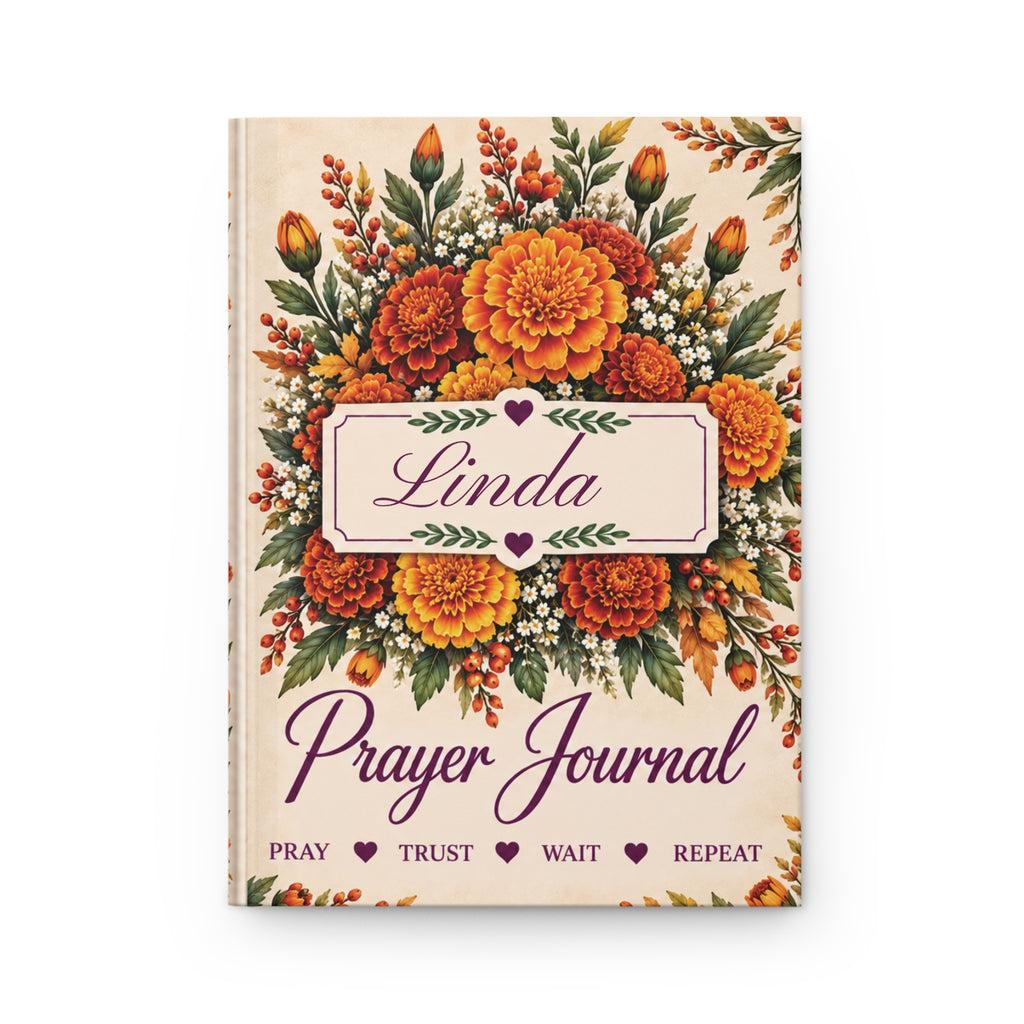 Personalized October Birth Flower Prayer Journal, Marigold Christian Notebook, Jeremiah 29:11 Gift for Women, Bible Study Journal
