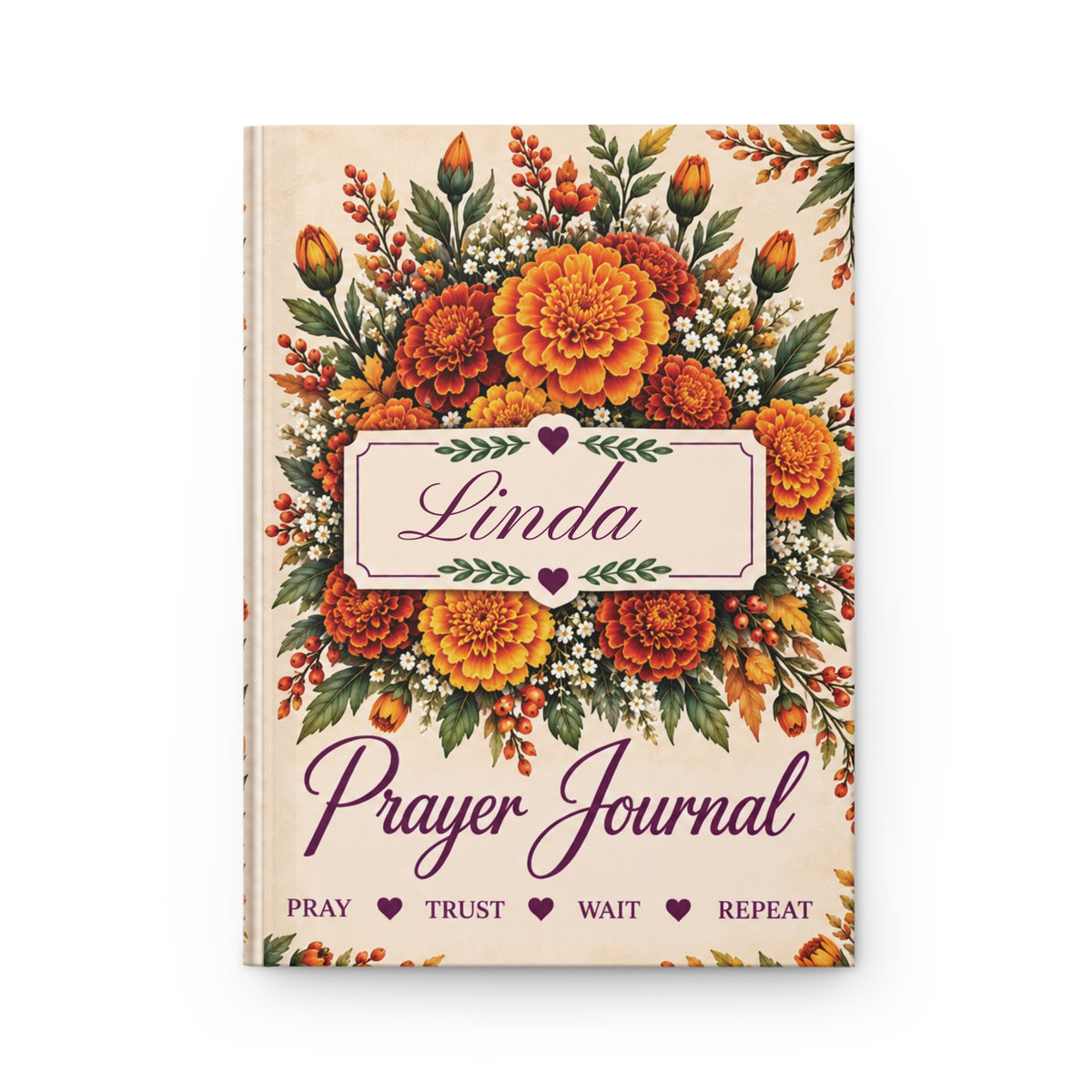 Personalized October Birth Flower Prayer Journal, Marigold Christian Notebook, Jeremiah 29:11 Gift for Women, Bible Study Journal