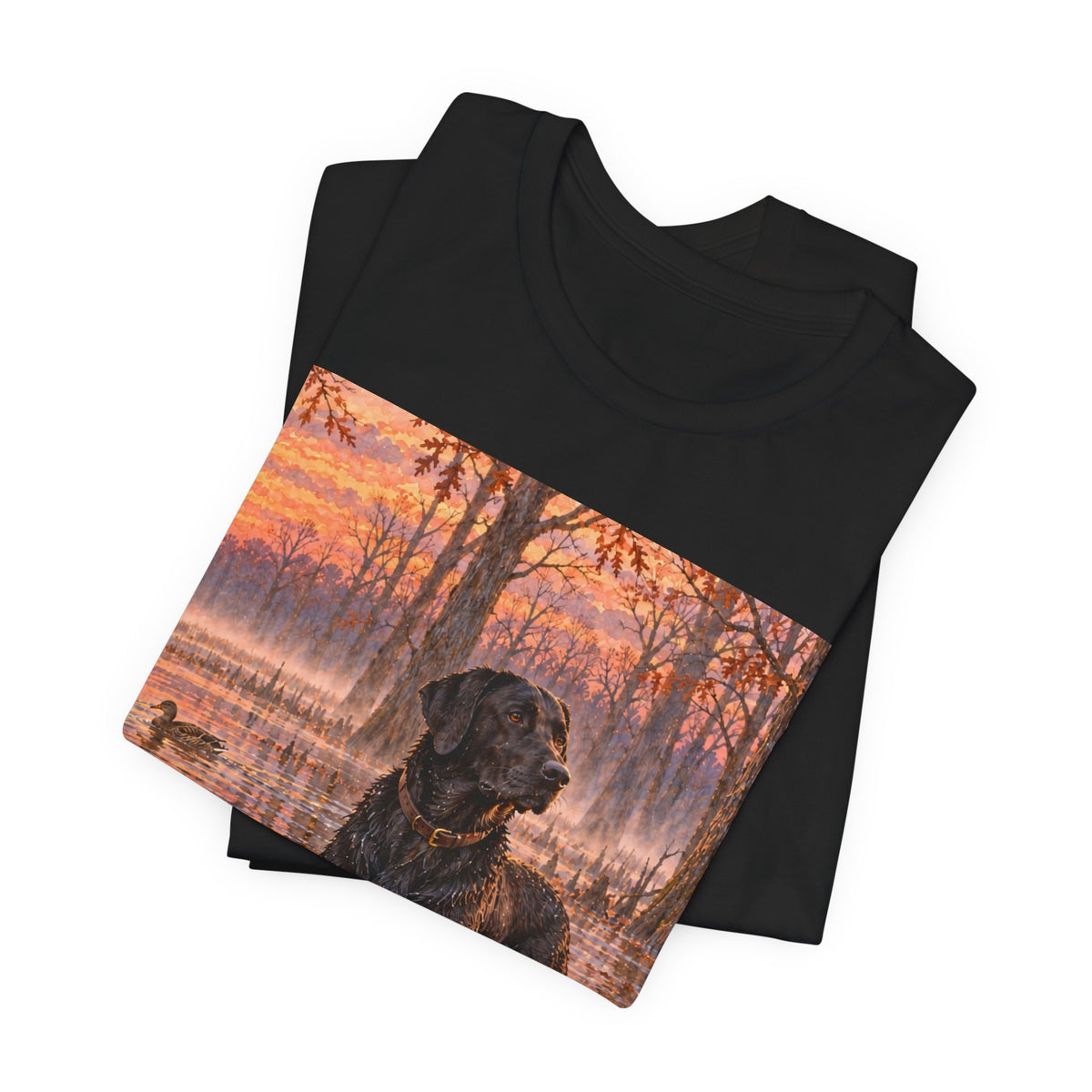 Sunset Bay Labrador Tee — Black Lab Dog Sunset Shirt