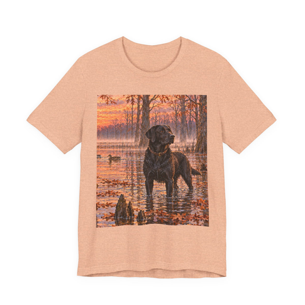 Sunset Bay Labrador Tee — Black Lab Dog Sunset Shirt