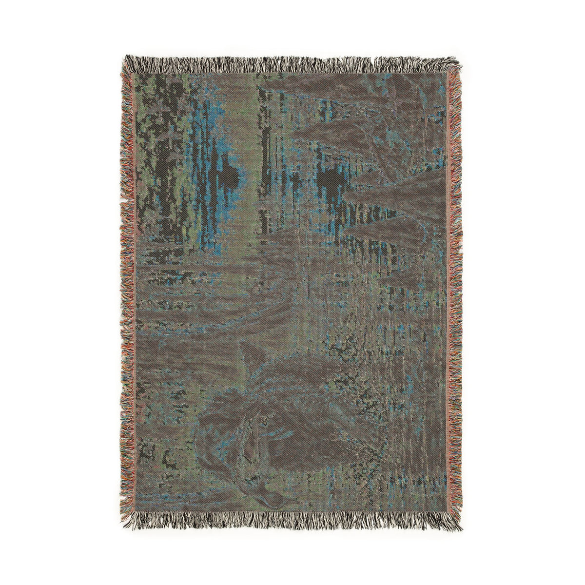 Mohican River Scenic Woven Blanket — Rustic Lake Boykin spaniel Landscape Throw