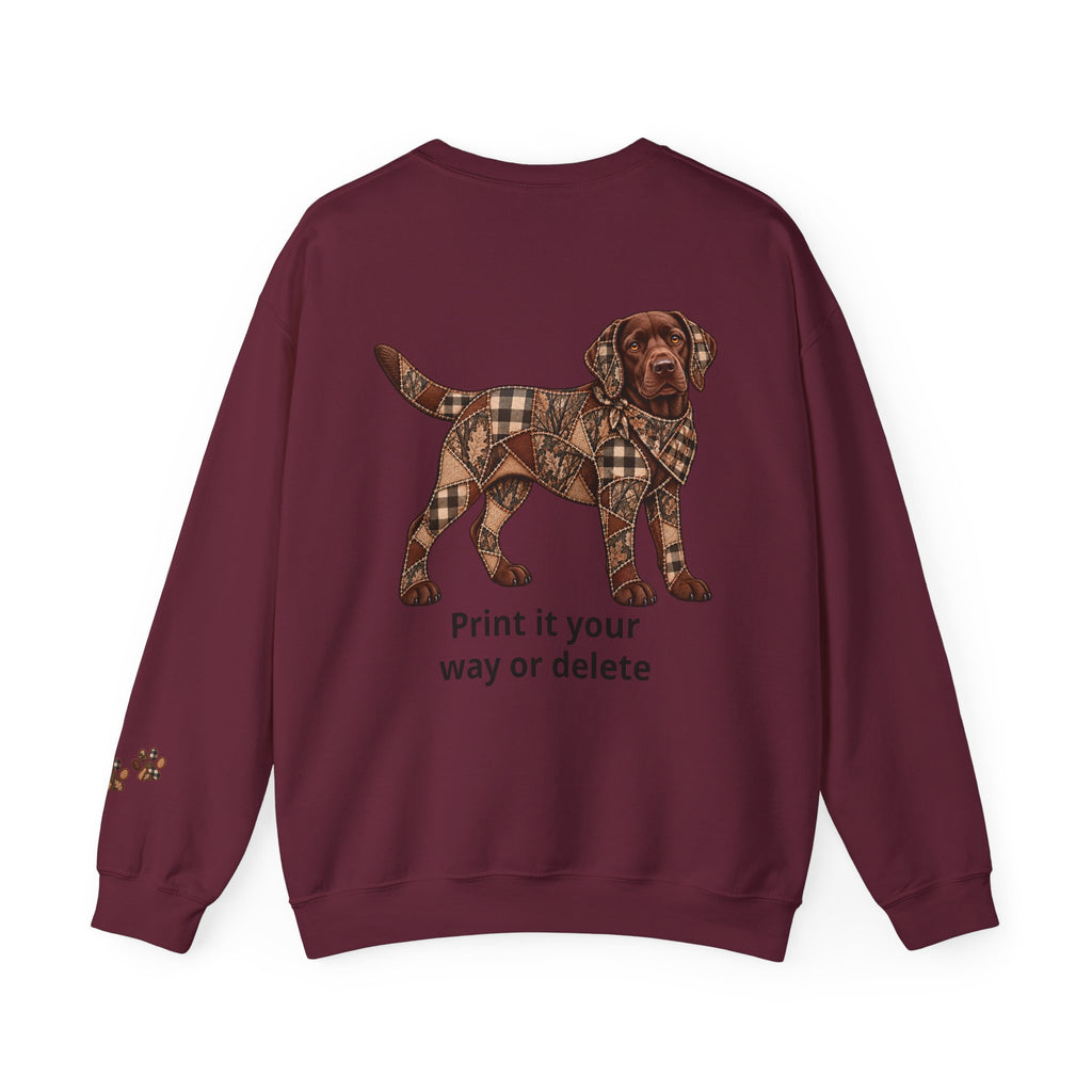 Faux Patchwork Chocolate Lab Shirt, Full Body Labrador Hunting Long Sleeve, Arkansas Hunter Gift