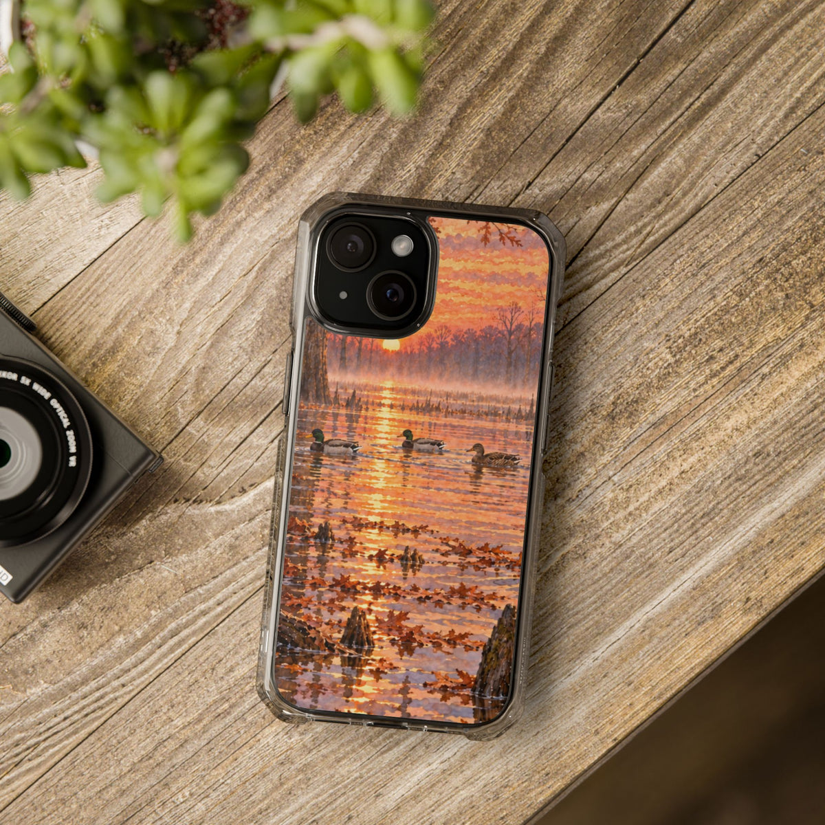 Clear Magnetic Phone Case — Ducks in lake
