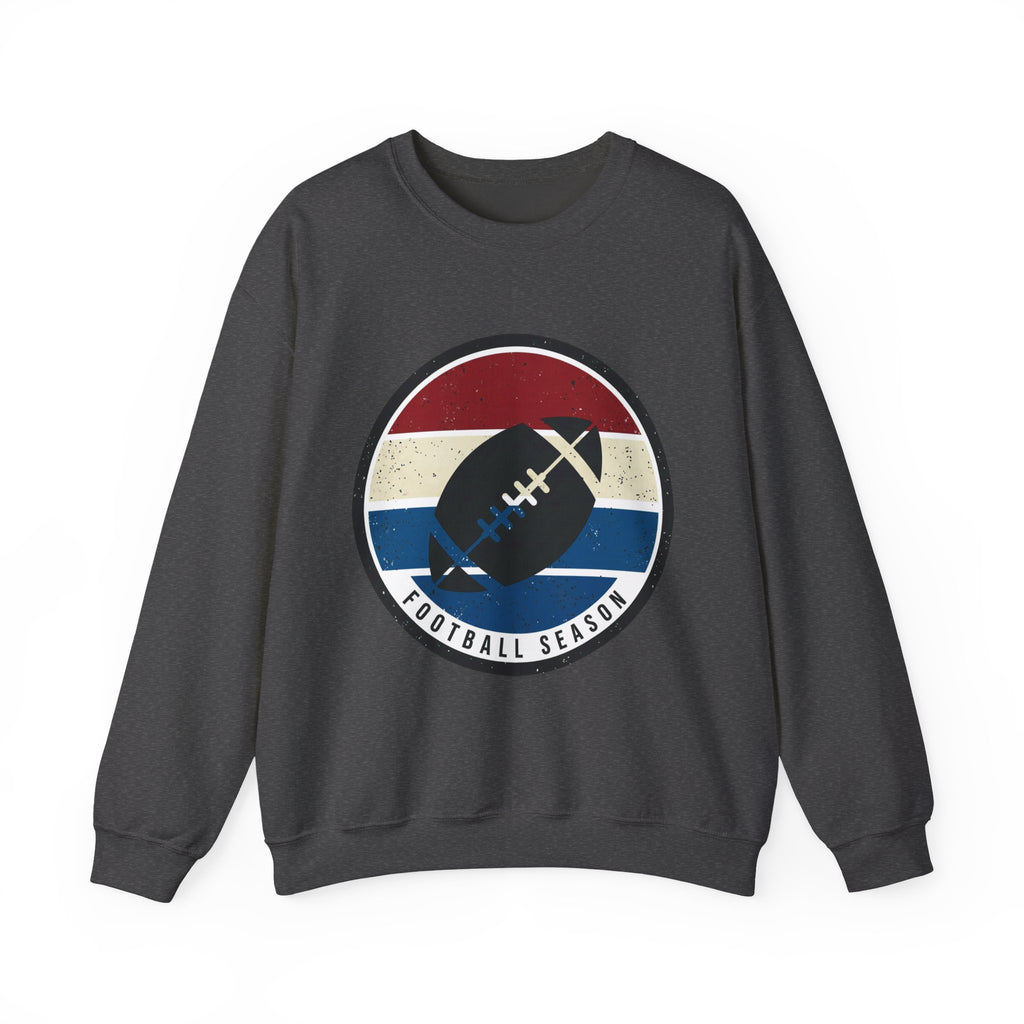 Retro Football Season Crewneck Sweatshirt | Vintage Stripe Football Logo