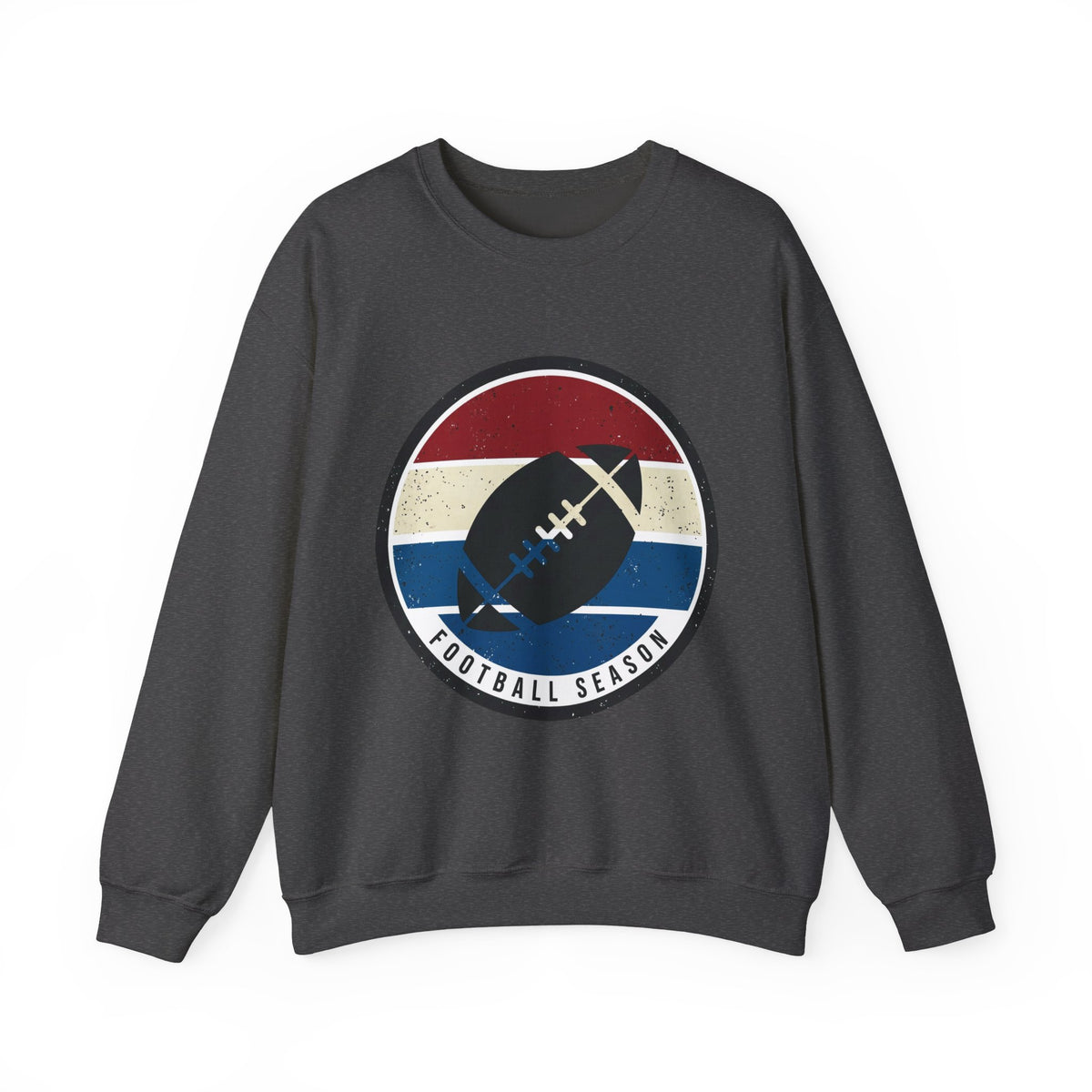 Retro Football Season Crewneck Sweatshirt | Vintage Stripe Football Logo