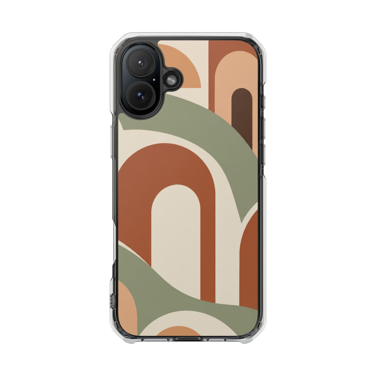 Clear Magnetic Impact Phone Case — Retro Arch Geometric Design (Protective, Slim)