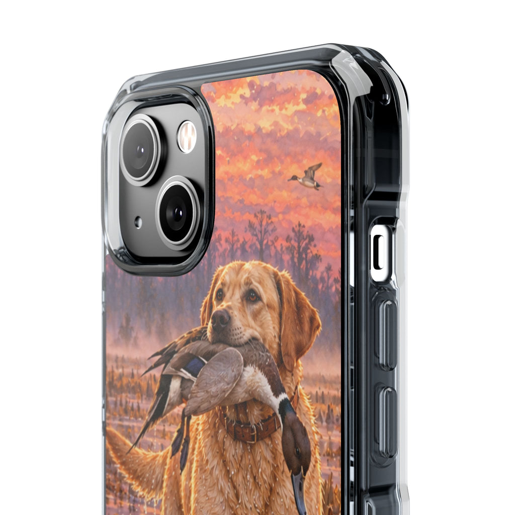 Clear Magnetic Phone Case — Lab with Duck swamp