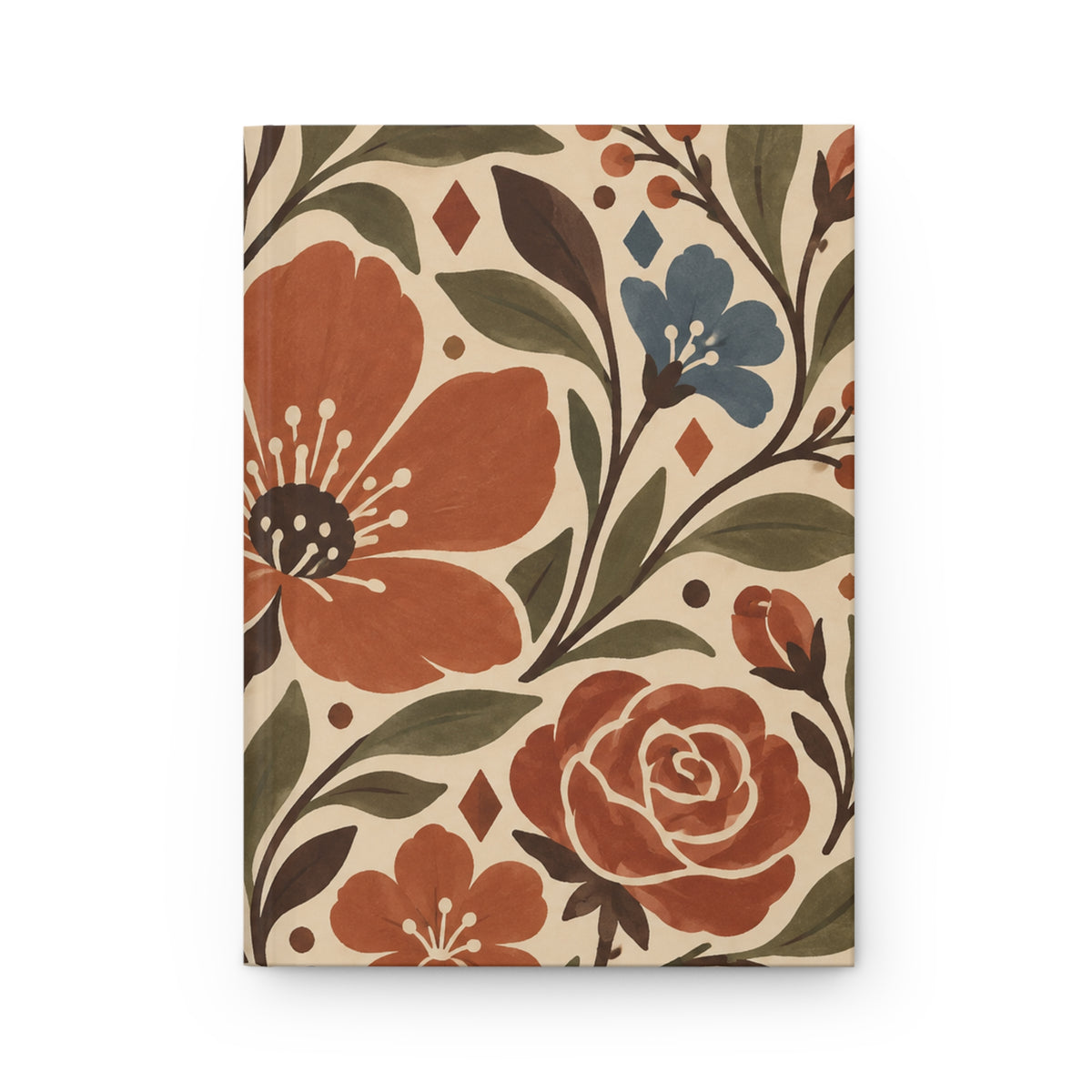 Floral Vintage Hardcover Journal — Lined Notebook with Earthy Botanical Cover