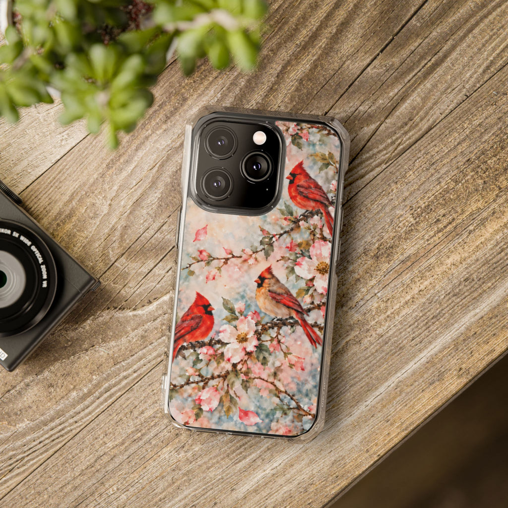 Clear Magnetic Phone Case — Cardinal Flock Scene