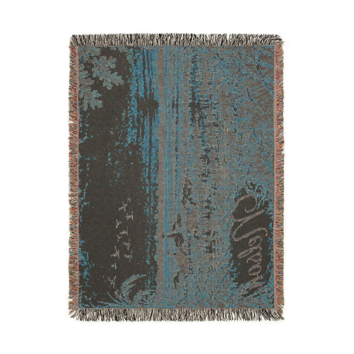 Sunset Marsh Woven Blanket — Rustic Lakeside Tapestry Throw