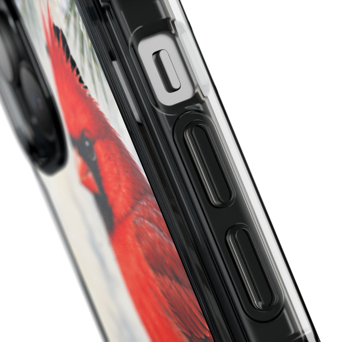 Clear Magnetic Phone Case — Winter Cardinal Scene